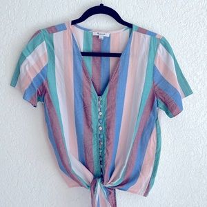 Madewell Striped Button and Tie Shirt